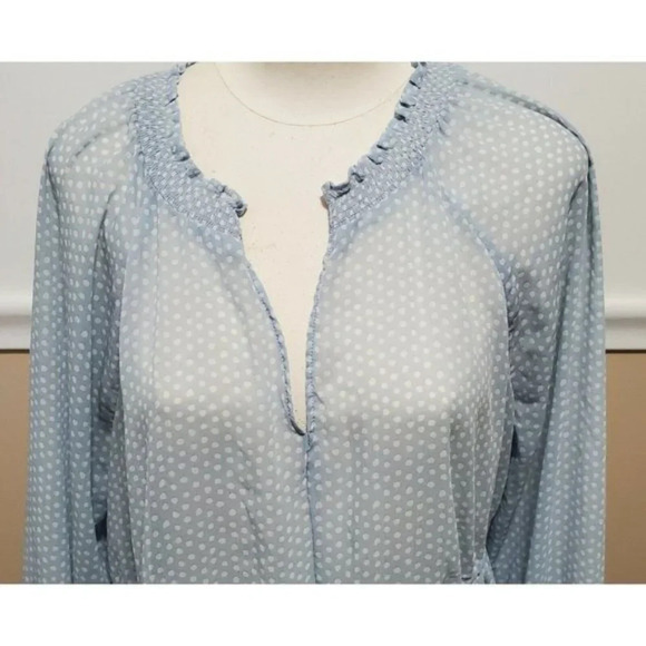 Torrid Light Blue Swiss Dot Layered Peasant Blouse - Picture 6 of 11